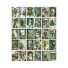 Cartões Vintage De Natal Verdes 30un. Decoração De Parede Com Design De Aldeias Projeto Artesanal