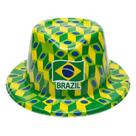Cartola Brasil Plástico Verde Amarelo Geométrico Festa