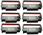 Cartucho de fita de tinta, pacote com 6 unidades, preto/vermelho, Epson ERC 30/34/38