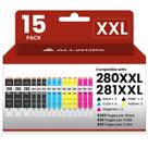 Cartucho de Tinta ALLWORK 280XXL 281XXL Compatível Pacote com 15 Unidades