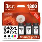 Cartucho de tinta Ankink 240XL 241XL, kit com 3 unidades, preto e colorido