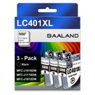 Cartucho de Tinta BAALAND LC401XL Preto Kit com 3 Unidades Alto Rendimento