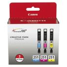 Cartucho de tinta Canon CLI-251, pacote multicolorido de 3 cores para MG6320