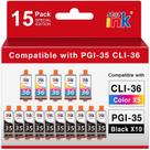 Cartucho de tinta st @r ink PGI-35 CLI-36 para Canon TR160 (pacote com 15)