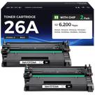 Cartucho de toner caink 26A preto, pacote com 2 unidades, com chip