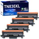 Cartucho de toner GRESINLY TN830XL TN-830 XL preto, pacote com 4