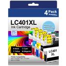 Cartuchos de tinta Anemec LC401XL de alto rendimento para impressora Brother
