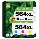 Cartuchos de tinta Couleuris 564XL Black Color Combo, pacote com 5 unidades hp564xl