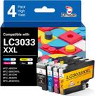 Cartuchos de tinta Dronae LC3033 compatíveis com Brother LC3033, pacote com 4