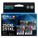 Cartuchos de tinta E-Z Ink compatíveis com Canon 250 251 XL (pacote com 20)