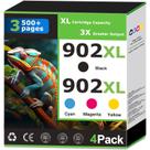 Cartuchos de tinta Grnjet 902XL kit com 4 unidades preto, ciano, magenta e amarelo Cartuchos de tinta Grnjet 902XL kit com 4 unidades preto, ciano, magenta e amarelo