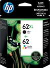Cartuchos de tinta HP Original 62 Tri-Color/62XL pretos (pacote com 2) Cartuchos de tinta HP Original 62 Tri-Color/62XL pretos (pacote com 2)