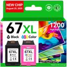 Cartuchos de Tinta Pitooler 67XL Combo Preto/Colorido Cartuchos de Tinta Pitooler 67XL Combo Preto/Colorido