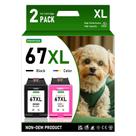 Cartuchos de tinta PRINPUSE 67XL para HP 67 Black Color, pacote com 2