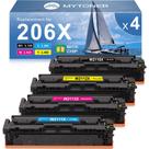 Cartuchos de toner MYTONER 206X 206A, pacote com 4 cartuchos de toner de alto rendimento para HP