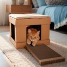 Casa Arranhador para Gato Papelão Reforçado com almofada e 2 arranhadores