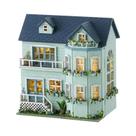 Casa De Bonecas De Madeira Princesa Rosa DIY, Modelo De Montagem Em Puzzle 3D Com Móveis E Luz LED