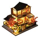 Casa De Bonecas Madeira Com Móveis Kit Luz Miniatura