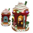 Casa Papai Noel Natal Cupcake Natalino Musica Som Led Decoraçao Enfeite Fim de Ano Loja Recepçao Festa Merry Christmas