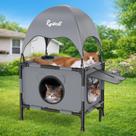 Casa para Gatos Externa Elevada de 2 Níveis Rywell com Toldo