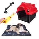 Casa Pet N2 Vermelho + Caminha Preta + Mordedor e Corda Casa Pet N2 Vermelho + Caminha Preta + Mordedor e Corda