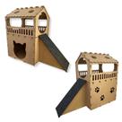 Casa Toca Para Gato 2 Andares Mdf Cru Com Rampa Arranhador