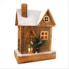 Casa Vila Natalina Rustica em Madeira Iluminada 24cm