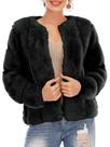 Casaco BerryGo Fuzzy Faux Fur para mulheres, preto, tamanho GG