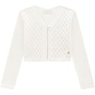 Casaco Cardigã Bolero Infantil Menina Tricô Botões Tricot Off White Milon