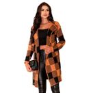 Casaco Cardigan Feminino Kimono Trico Xadrez Sueter Grosso Modal Mulher Moda Frio Maravilhoso Colorido Estiloso Basico