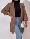 Casaco Cardigan Manga Longa Bufante Tricot Inverno Feminino Casaco Cardigan Manga Longa Bufante Tricot Inverno Feminino