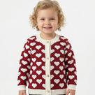 Casaco Corações Jacquard Tricô Kids Vermelho e Branco Casaco Corações Jacquard Tricô Kids Vermelho e Branco