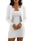 Casaco Cropped Casuashion Feminino com Botões Branco Casaco Cropped Casuashion Feminino com Botões Branco