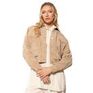 Casaco Cropped Feminino Biamar Veludo Cotelê Bege Claro