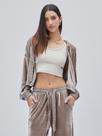 Casaco cropped veludo