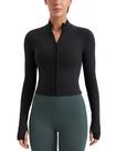 Casaco CRZ YOGA Butterluxe Cropped Slim Fit com Zíper Preto M