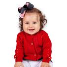 Casaco de Bebê Tricô Kids Com Fita e Laços Vermelho Casaco de Bebê Tricô Kids Com Fita e Laços Vermelho