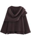 Casaco de cachecol Peacoat Kissonic feminino de grandes dimensões, tricotado e café