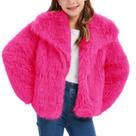 Casaco de inverno Flygo Girls Faux Fur Kids Fluffy com bolsos rosa