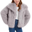 Casaco de inverno Flygo Girls Faux Fur Kids, fofo com bolsos