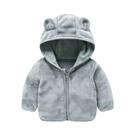 Casaco De Inverno Para Meninas Com Capuz Peludo E Quente, Zíper, Orelhas De Urso, Cor Sólida, 0-4