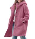 Casaco de lã chouyatou feminino de inverno com capuz casual