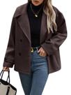 Casaco de lã chouyatou feminino de inverno, solto, café cortado Casaco de lã chouyatou feminino de inverno, solto, café cortado
