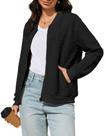 Casaco de lã Larmliss, leve, casual, feminino, preto