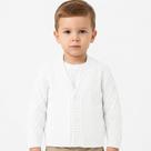 Casaco de Losango Tricô Kids Trança Canelado Branco