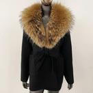 Casaco de Pele de Raposa Verdadeira para Inverno - Cardigan Feminino com Capuz e Manga Longa