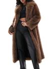 Casaco de pele sintética COZYPOIN Winter Warm para mulheres, marrom, tamanho GG