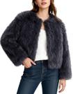 Casaco de pele sintética Flygo Fluffy Open Front Cropped Jaqueta feminina