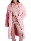 Casaco de pele sintética Flygo Winter Fluffy Open Front feminino rosa XL