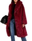 Casaco de pele sintética Flygo Winter Fluffy Open Front vermelho para mulheres